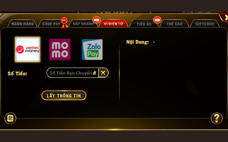 Nạp tiền Go88 - Ví điện tử